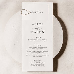 Classic Minimalist Menu with Name Card, Place Tag Menu, ElegantMenu and Place Card in One, Simple Menu and Name Card Template - SN105_MPC