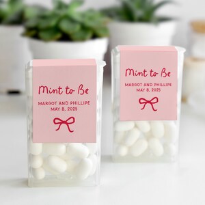 Bow Mint als gunstlabel, grillige gunstlabelsjabloon, gastomhulsel, handgeschreven bruidsdouchesticker, zakmuntjes, SN800_ML