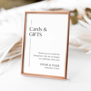 Cards and Gifts Sign Template, Chic Wedding Sign for Card Table, Minimal Present Table Template, Editable Signing Download, SN250_CG