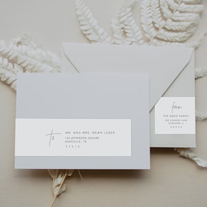 Modern Wedding Wrap Around Address Labels, Printable Wraparound Envelope Label Template, Minimalist DIY Editable Envelope Labels, SN009_WL