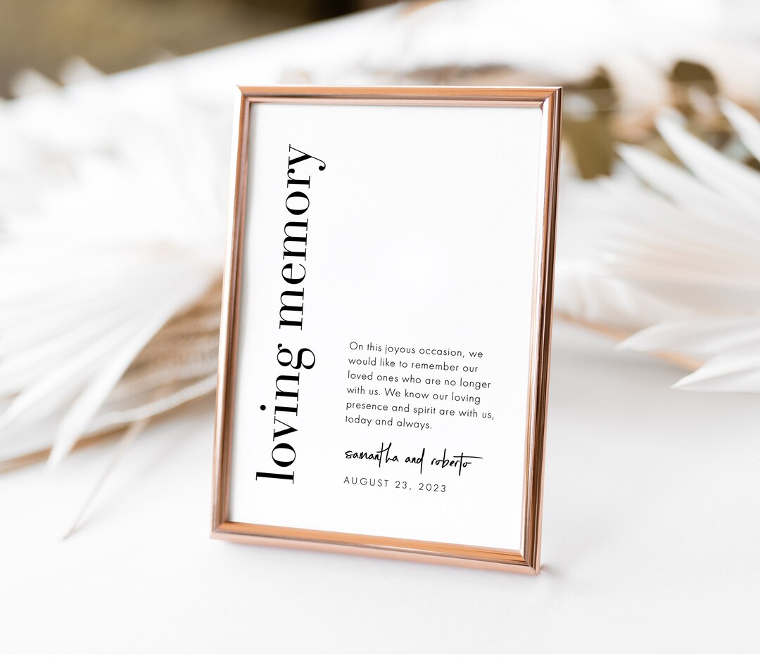 Fillable In Loving Memory Label In Loving Memory Sign Template, Modern Editable Design, SN095B - Etsy