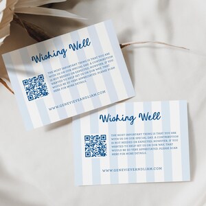 Digital Wedding Wishing Well Card, QR Code for Cash Registry, Gift Request Card, Preppy Stripes Wedding Insert, SN1200_WWQ