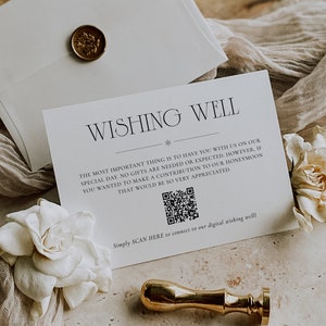 Digital Wishing Well Card, Honeymoon Fund Card, QR Code Cash Registry, Gift Request, Honeymoon Wish, Wedding Wishing Well Insert, SN060_WWQ