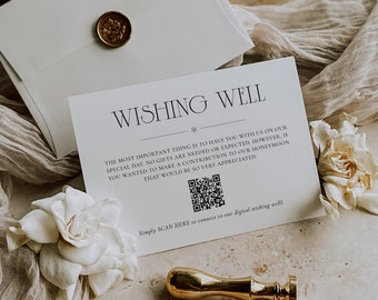 Digital Wishing Well Card, Honeymoon Fund Card, QR Code Cash Registry, Gift Request, Honeymoon Wish, Wedding Wishing Well Insert, SN060_WWQ