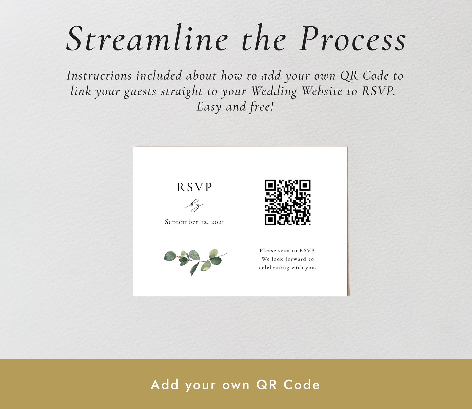 QR Code Eucalyptus Wedding Invitation Suite Digital Rsvp - Etsy