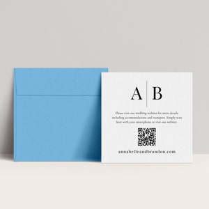 Modern Initials Website Square Card with QR Code, Minimalist Website Insert Card, Information Enclosure Card, Link to Website, SN015M_SWQ