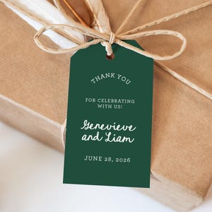 Étiquettes cadeaux vert forêt, Merci d'avoir célébré votre mariage, étiquettes volantes manuscrites enchantée forêt lunatique, merci, SN1200G_BGT