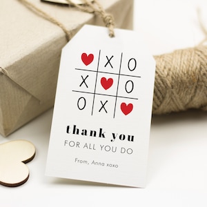 Teachers Appreciation Gift Tag, Tic Tac Toe Tag, Thank you for all you do Teacher Gift Tag Printable, Teacher Appreciation Day Tag, SN050_TA