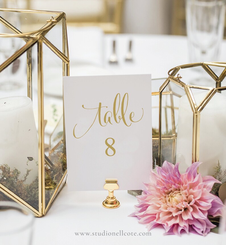 Gold Wedding Table Numbers-Printable Table Numbers-Table Number Gold Wedding Table Numbers-Printable Table Numbers-Table Number