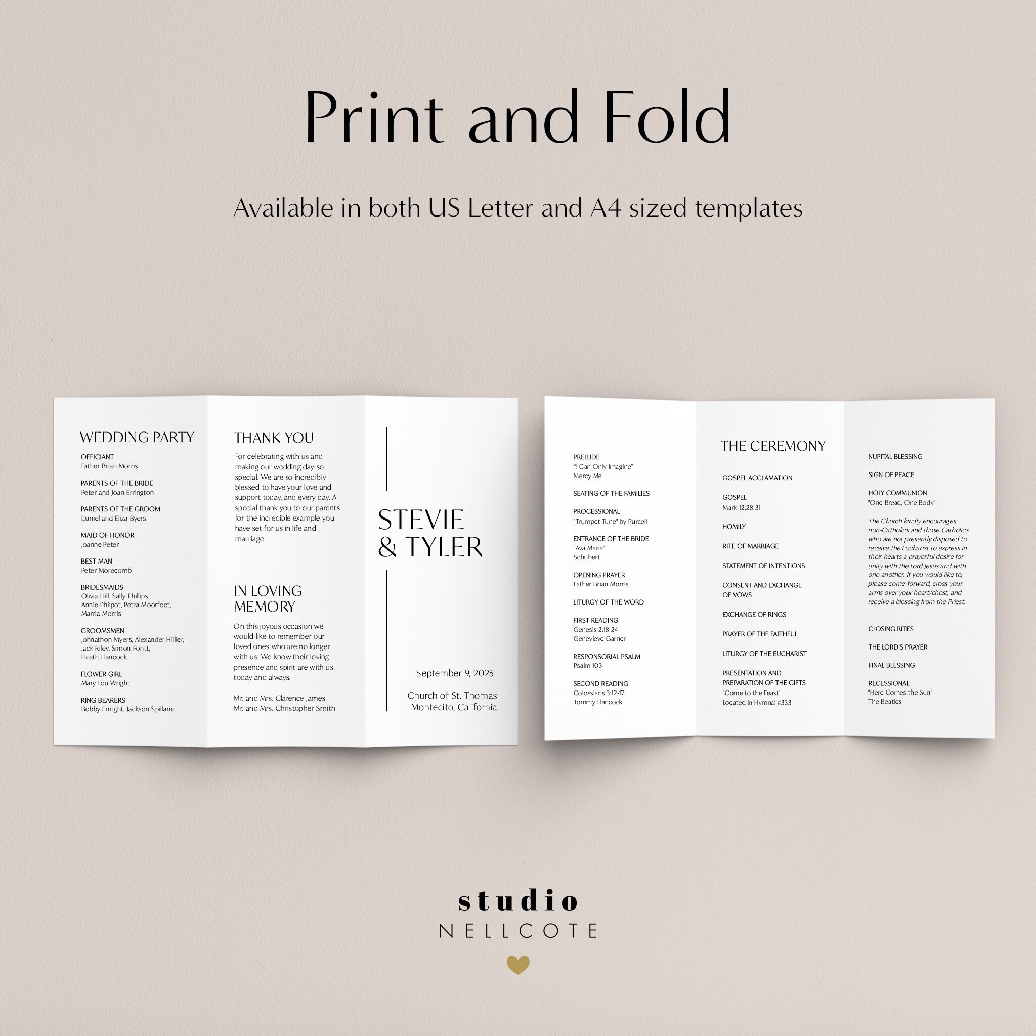 Tri Fold Fold Program.pdf Tri-fold Wedding Program - Triple Fold Template, Catholic or Jewish ...