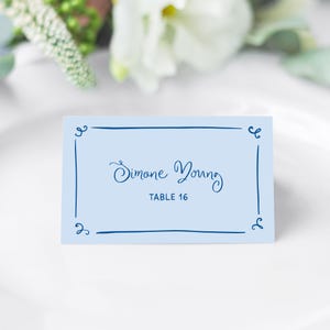 Wavy Place Card with Meal Icons, Squiggly Hand Drawn Seating Name Cards, Whimsical Table Decor, Fun Wedding Guest Name Cards, SN300_PC