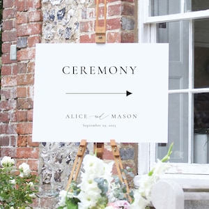 Ceremony This Way Sign, Modern Bold Wedding Ceremony Sign Printable, Wedding Directions Sign, Ceremony Sign, Arrow Poster, SN105_CS