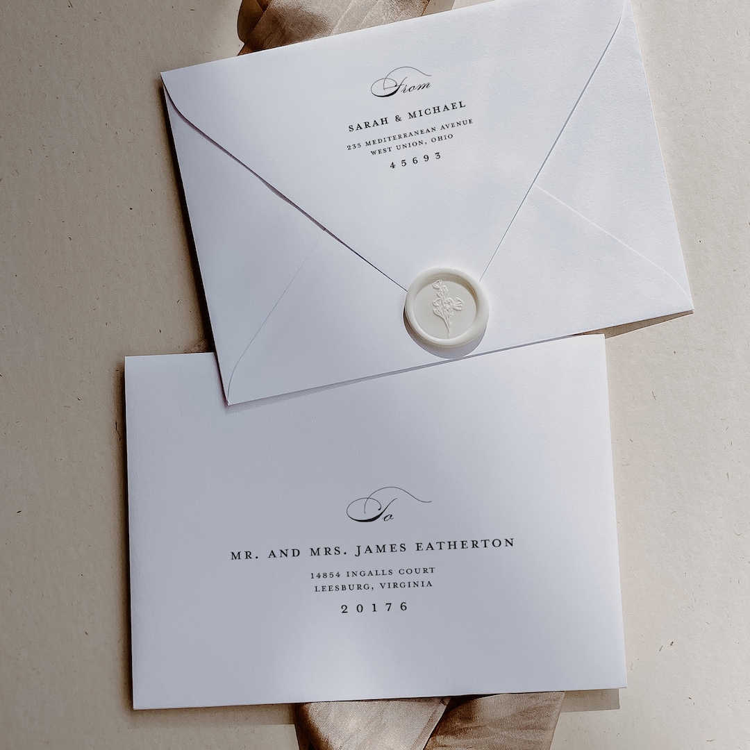 Classic Manhatten Wedding Envelope Template Timeless Elegant