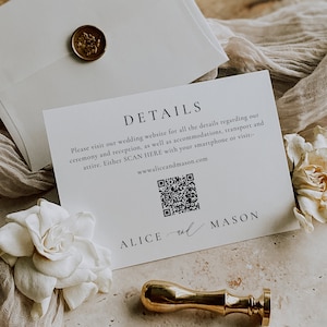 Details QR Code Insert Card,Classic Minimalist Details, Scan Enclosure, Accommodation, Transport, Ceremony Information Enclosure, SN105_DQR