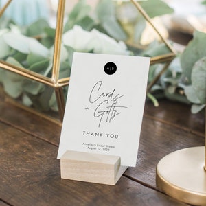 Minimalist Cards and Gifts Sign,  Printable Cards and Gifts Sign, Bridal Shower Gifts Sign, Modern Cards Gifts, Modern Monogram, SN009_BSS