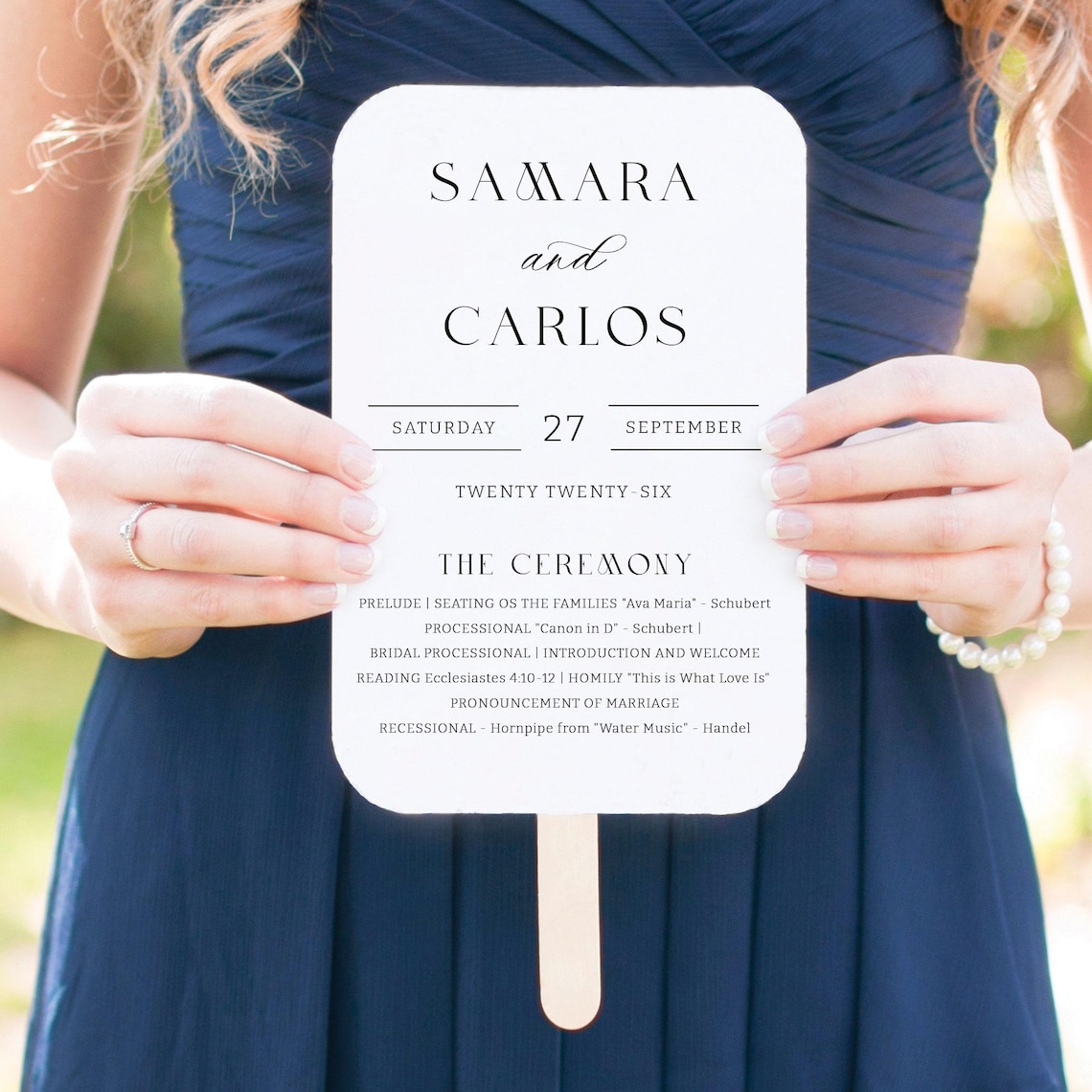 Romantic Minimalist Fan Program Printable, Ceremony Fan, Wedding ...