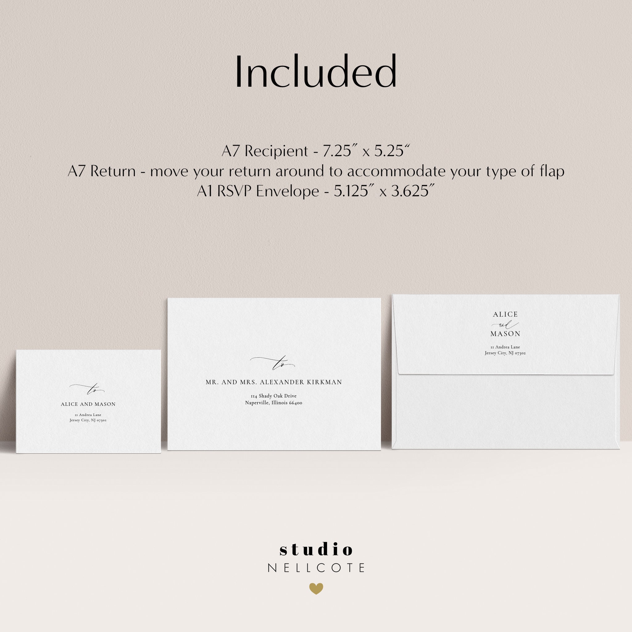 Classic Minimalist Wedding Envelope Template, Elegant Calligraphy DIY ...
