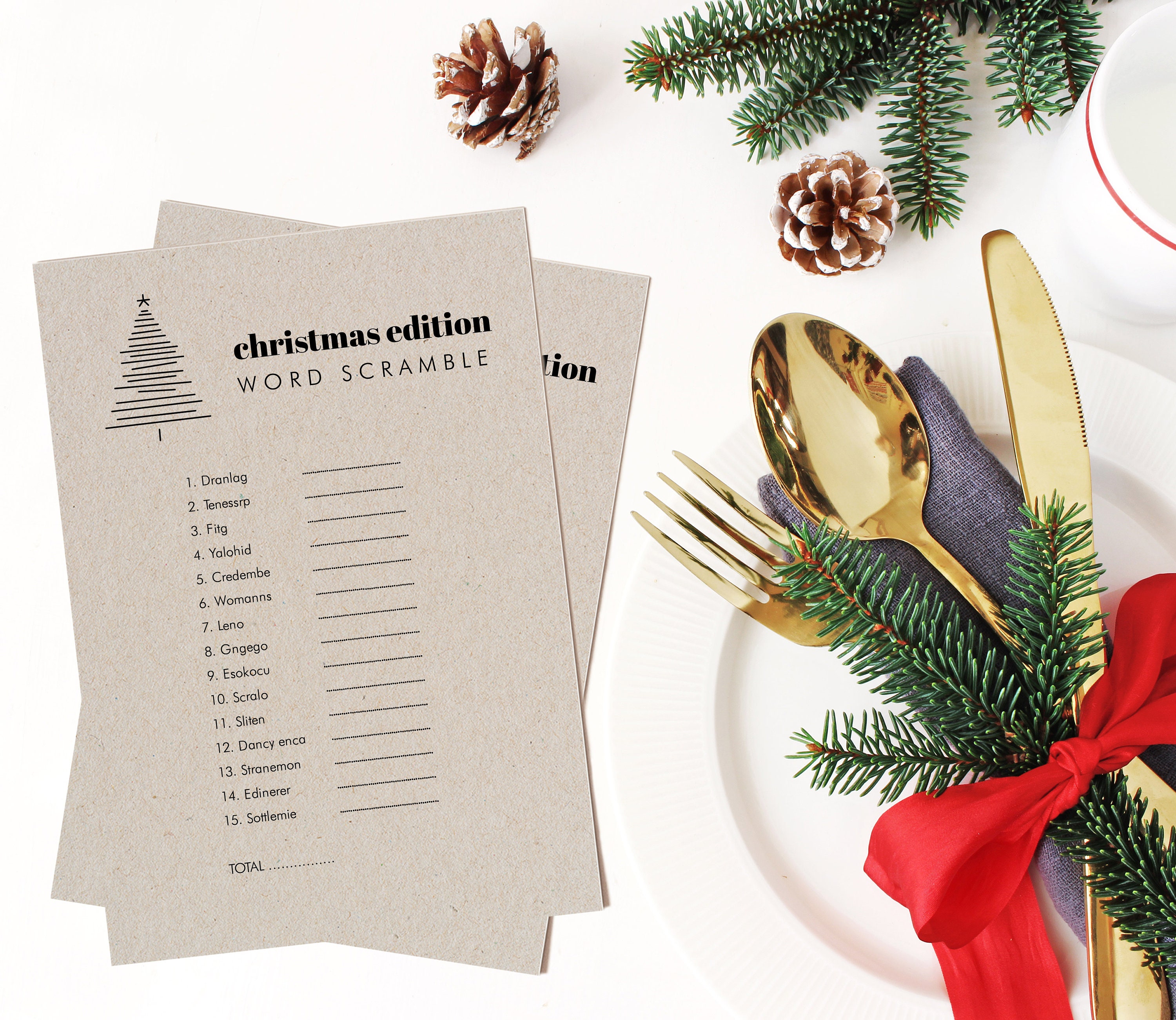 Modern Christmas Tree Word Scramble Virtual and Printable Etsy