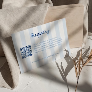 Gift Registry Card Insert QR Code, Preppy Stripes Wedding Registry,  Fun Quirky Enclosure, Handwritten Bridal Shower Insert, SN1200_GRQ