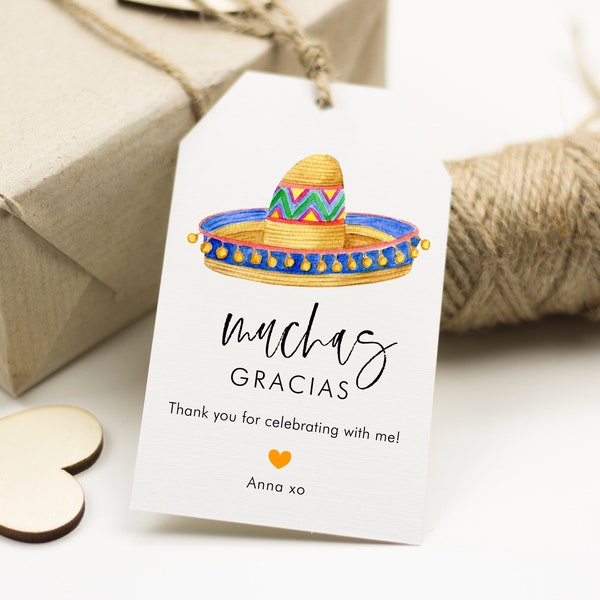 Muchas Gracias Gift Tags, Sombrero Happy Cinco de Mayo Gift Tag, Fiesta Cinco de Mayo Favor Tags, Thank You Tags, May Fifth Tags, SN032_CM