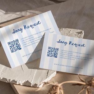 Song Request Card with QR Code, Song Request Insert Card Insert, Preppy Stripes Play My Song, Guest Request via Website, SN1200_SQ