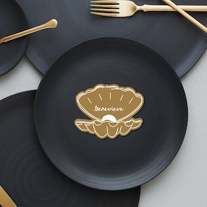 Gold Oyster with Pearl Shaped Place Card, Shell Shaped Seating Name Cards, Whimsical Oyster Table Decor, Wedding Guest Name Cards, SN1200_PC