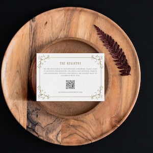 Vintage Gold Gift Registry Card Insert QR Code, Wedding Registry, Traditional Enclosure, Calligraphy Bridal Shower Insert, SN1100_GRQ