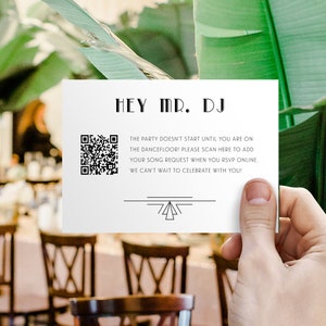 Gatsby Hey Mr DJ Insert Card, QR Code Insert, Art Deco QR Song Request Enclosure, Play My Song Template, Guest Request via Website, SN200_SQ