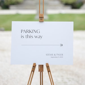Wedding Parking Sign, Parking This Way Sign, Chic Directional Sign, Reception Parking, Park Directional sign, Parking Arrow, SN250_WPS
