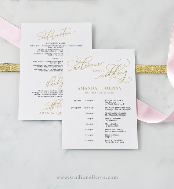 Gold Wedding Itinerary Wedding Planning Timeline Wedding Etsy