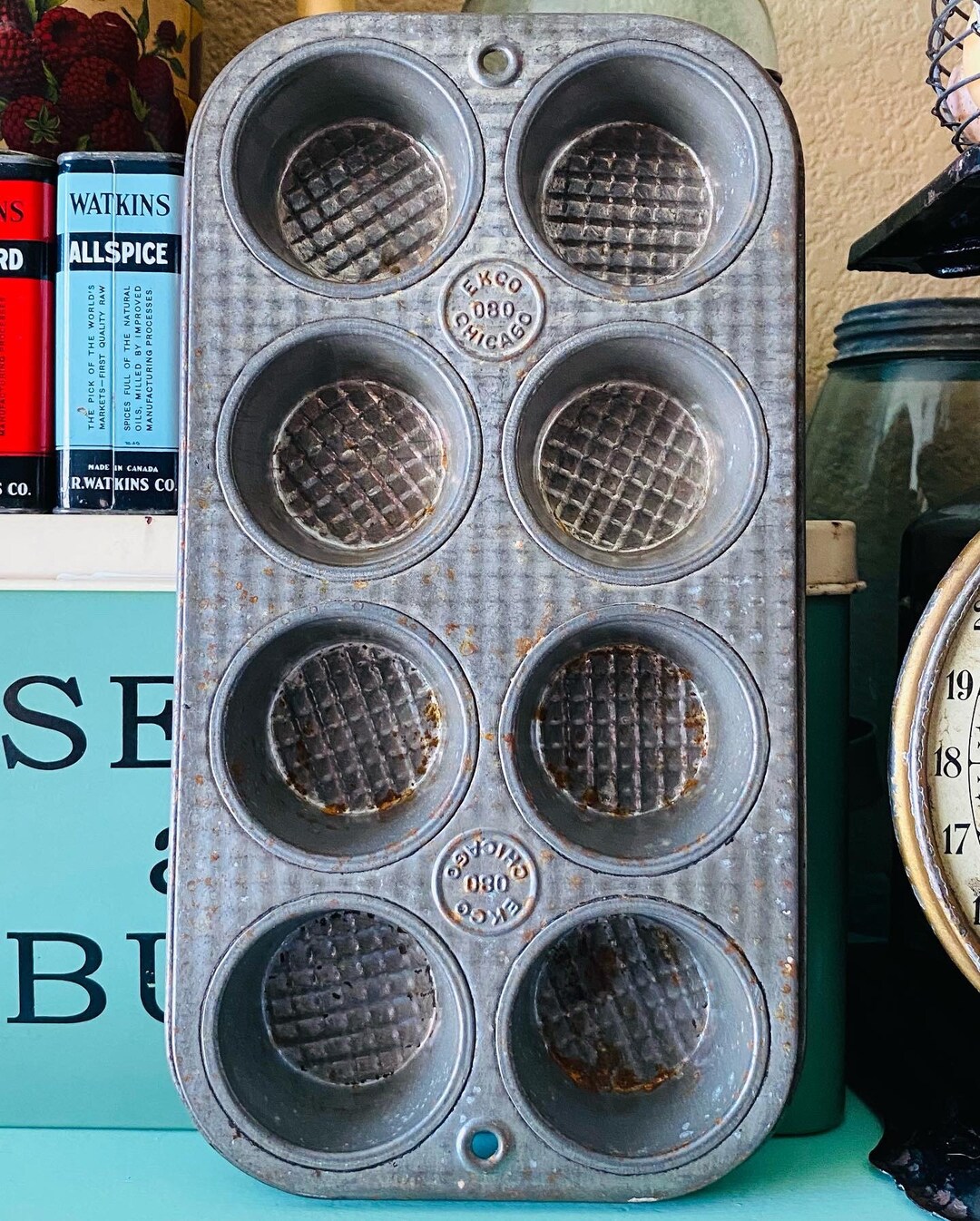Vintage Ekco Ovenex Bakeware 8 Cupcake Muffin Cornbread Tin Pan USA Etsy