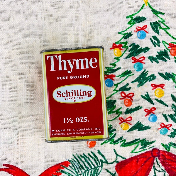 Vintage Schilling Thyme Pure Ground 1 1/2oz Spice Tin