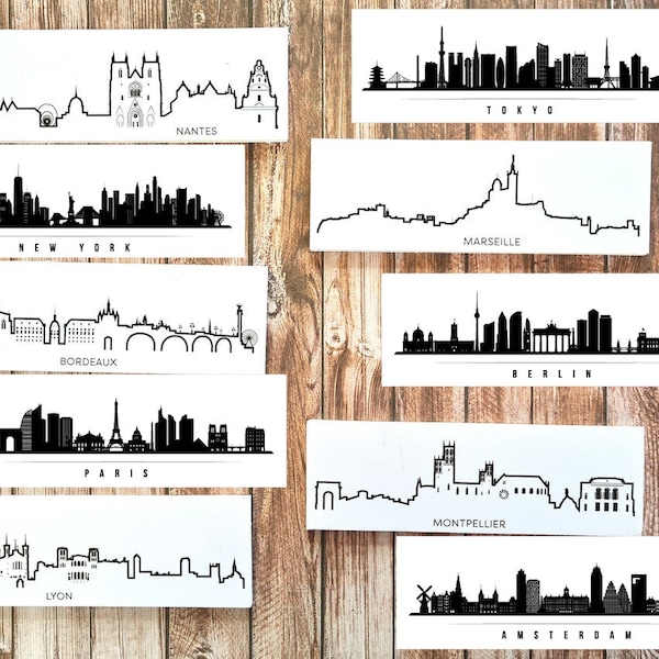 Tableau silhouette villes du monde pour maison de poupée