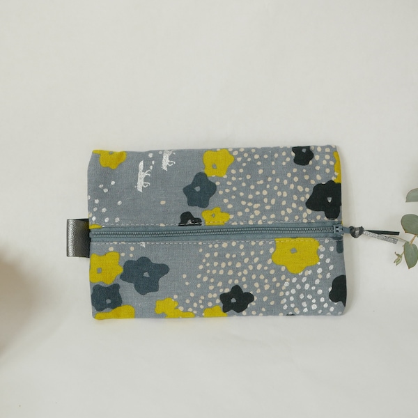 Trousse plate, sac à main/ téléphone, tissu fleuri japonais, Little Chéries