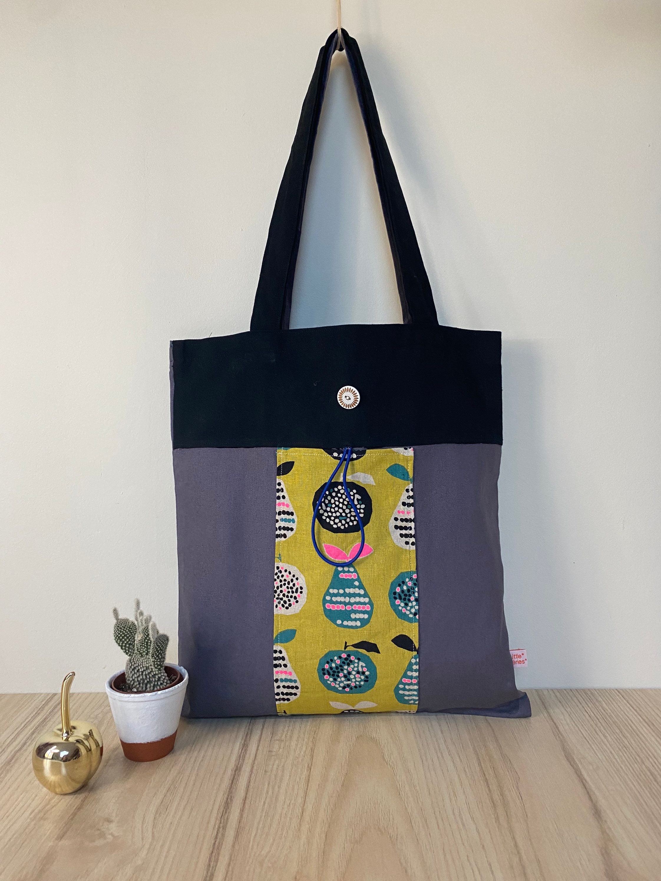 Fold and Practical Shopping Bag, Printed Graphic Japanese Fabric