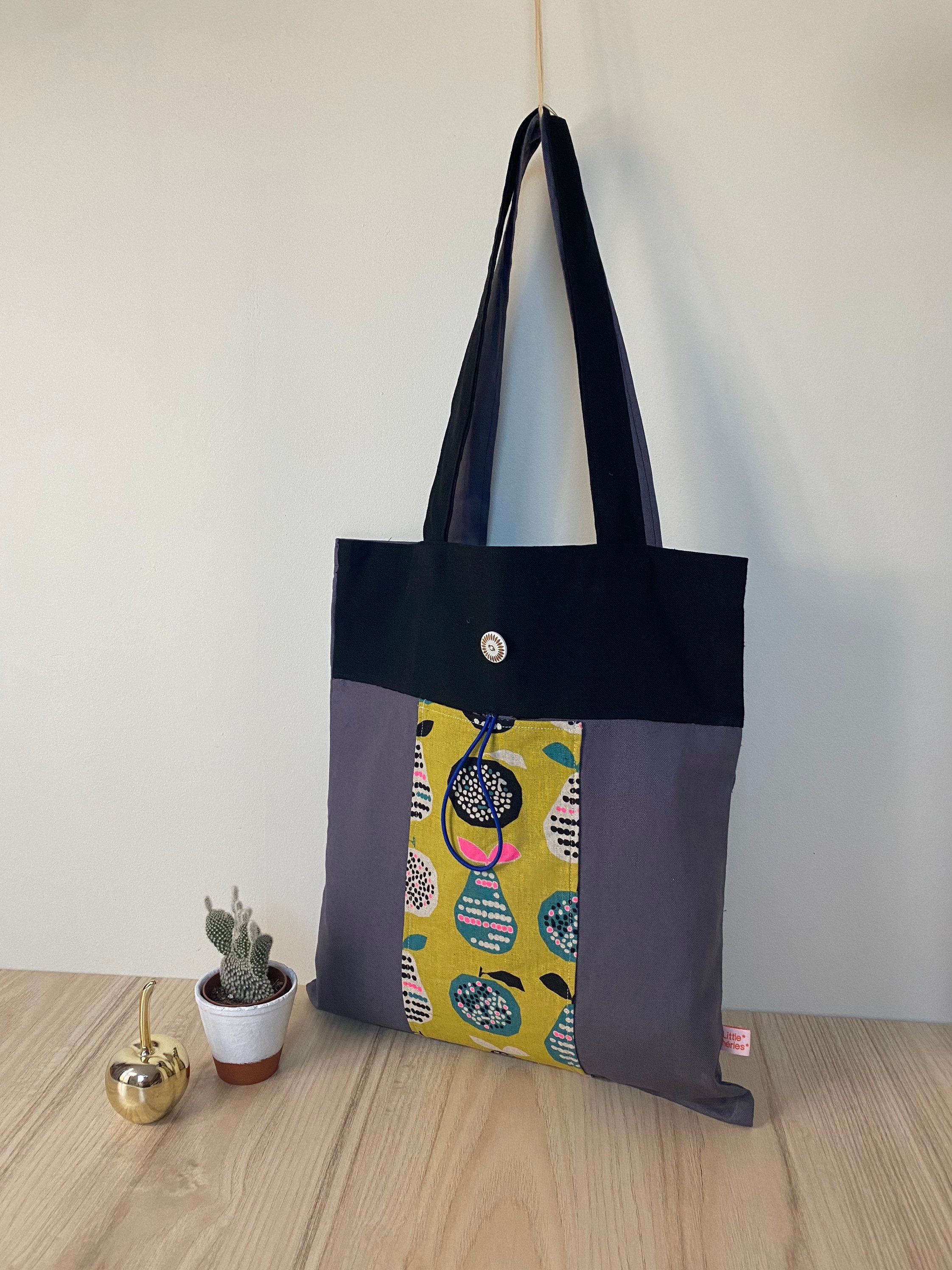 Fold and Practical Shopping Bag, Printed Graphic Japanese Fabric