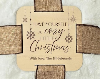 Wood Blanket Tag for Tying with Ribbon and Gifting | Cozy Little Christmas Gift | Personalized Gift | Holiday Gift | Teacher Gift | Homemade