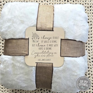 Housewarming Gift, House Warming, New Home Owners, Realtor Closing Gift, Blanket Tag, Personalized Gift, Wooden Tag, Wood Tag