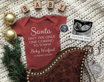 Santa Isn't the Only One Coming to Town Digital Pregnancy Announcement | Christmas Baby Social Media Idea | Download & Edit Yourself Today!