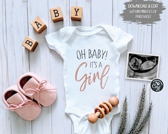 It's a Girl Digital Gender Reveal Announcement | Baby Announcement | Edit Yourself Today! | Social Media Announcement Idea | FB | Instagram