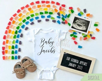 rainbow birth announcements