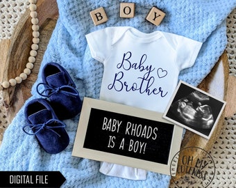 Baby Brother Digital Pregnancy Announcement | It's a Boy Gender Reveal Baby Announcement | Custom Social Media Announcement Idea | FB Insta