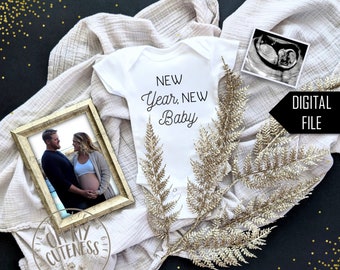 New Year New Baby Pregnancy Announcement | Happy New Year Baby | 2022 Custom Social Media Pregnancy Announcement Idea | Facebook Instagram