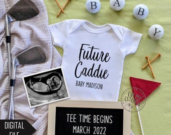 Future Caddie Digital Pregnancy Announcement | Golf Theme Baby Announcement | Tee Time | Social Media Announcement Idea | Facebook Instagram