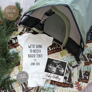 Going to Need a Bigger Tent Digital Pregnancy Announcement | Camping | Hunting | Hiking | Personalized | Social Media Baby Announcement Idea