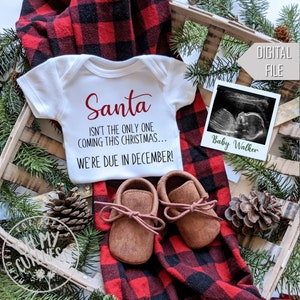 Santa Baby Digital Pregnancy Announcement | Baby Coming to Town | Santa | Social Media Pregnancy Announcement Idea | Facebook Instagram