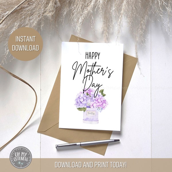 Soon to be Grandma Hydrangea Mother's Day Card | Pregnancy Announcement | INSTANT DOWNLOAD | Grandbaby | Last Minute Ideas | DIY Print Today