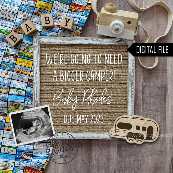 We're Going to Need a Bigger Camper Digital Pregnancy Announcement | Travel Baby Theme | Fifth Wheel | Camping | Social Media Announcement