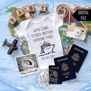 Cruise Digital Pregnancy Announcement | We're Going to Need a Another Boarding Pass | Travel Baby Theme | Social Media Announcement Idea