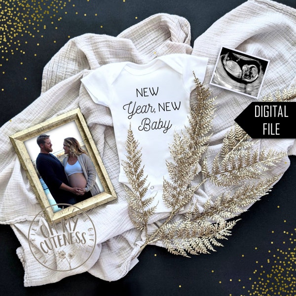 New Year New Baby Pregnancy Announcement | Happy New Year Baby | 2022 Custom Social Media Pregnancy Announcement Idea | Facebook Instagram